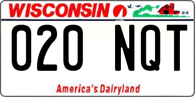 WI license plate 020NQT
