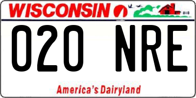 WI license plate 020NRE