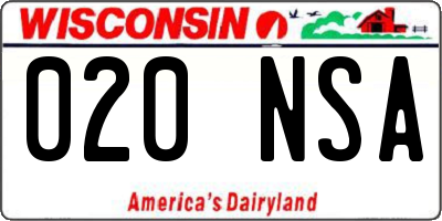 WI license plate 020NSA