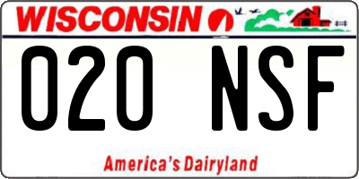 WI license plate 020NSF