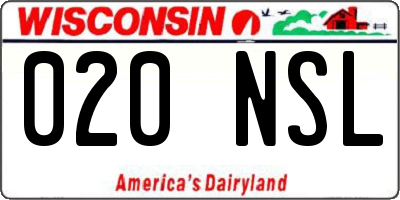 WI license plate 020NSL