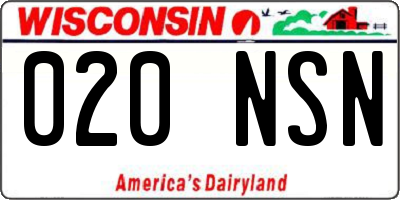 WI license plate 020NSN