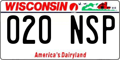 WI license plate 020NSP