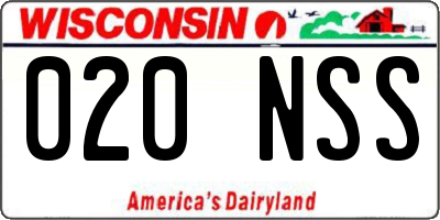 WI license plate 020NSS