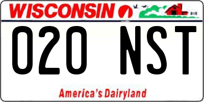 WI license plate 020NST