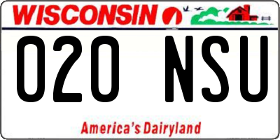 WI license plate 020NSU