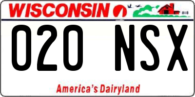 WI license plate 020NSX