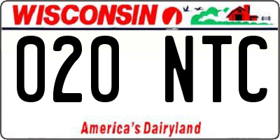 WI license plate 020NTC
