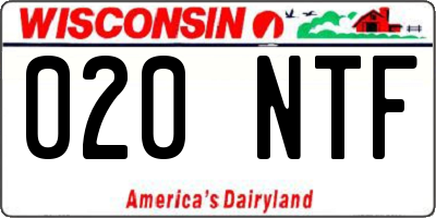 WI license plate 020NTF