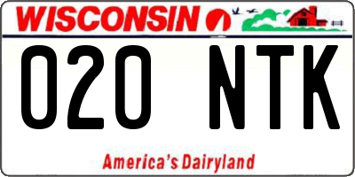 WI license plate 020NTK