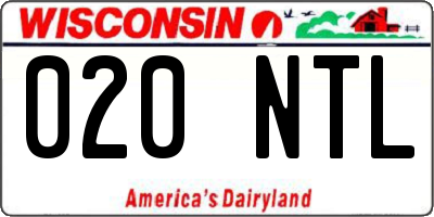 WI license plate 020NTL