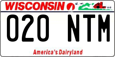 WI license plate 020NTM