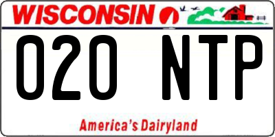 WI license plate 020NTP