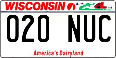 WI license plate 020NUC