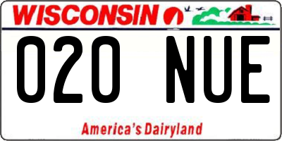 WI license plate 020NUE