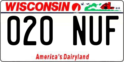WI license plate 020NUF
