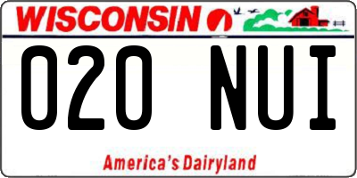 WI license plate 020NUI
