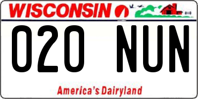 WI license plate 020NUN