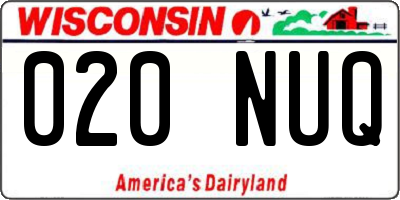 WI license plate 020NUQ