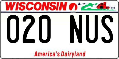 WI license plate 020NUS