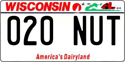 WI license plate 020NUT