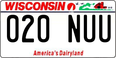 WI license plate 020NUU