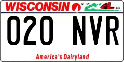 WI license plate 020NVR