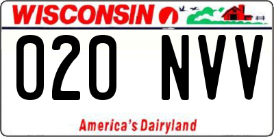 WI license plate 020NVV