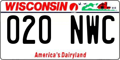 WI license plate 020NWC