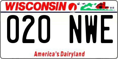 WI license plate 020NWE