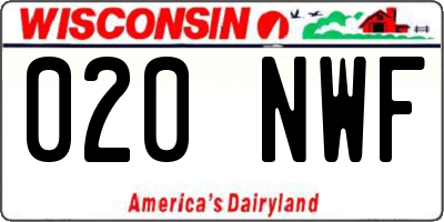 WI license plate 020NWF