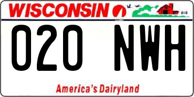 WI license plate 020NWH