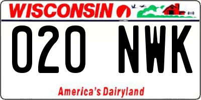 WI license plate 020NWK
