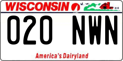 WI license plate 020NWN