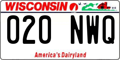 WI license plate 020NWQ