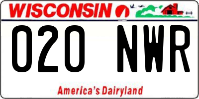 WI license plate 020NWR
