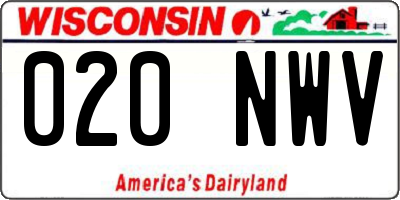 WI license plate 020NWV