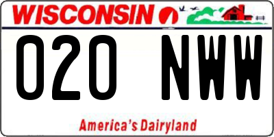 WI license plate 020NWW
