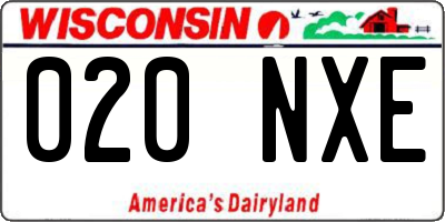 WI license plate 020NXE