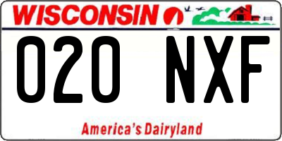 WI license plate 020NXF