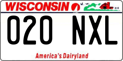 WI license plate 020NXL