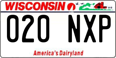 WI license plate 020NXP