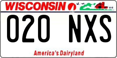 WI license plate 020NXS