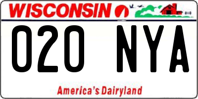 WI license plate 020NYA
