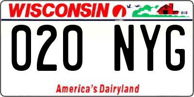 WI license plate 020NYG