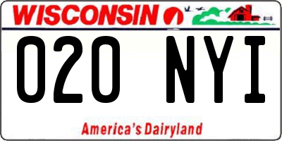 WI license plate 020NYI