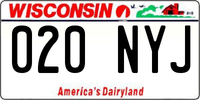 WI license plate 020NYJ