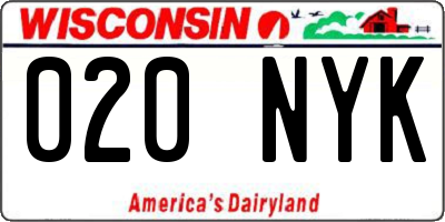 WI license plate 020NYK