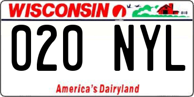 WI license plate 020NYL
