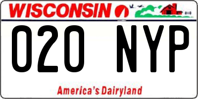 WI license plate 020NYP